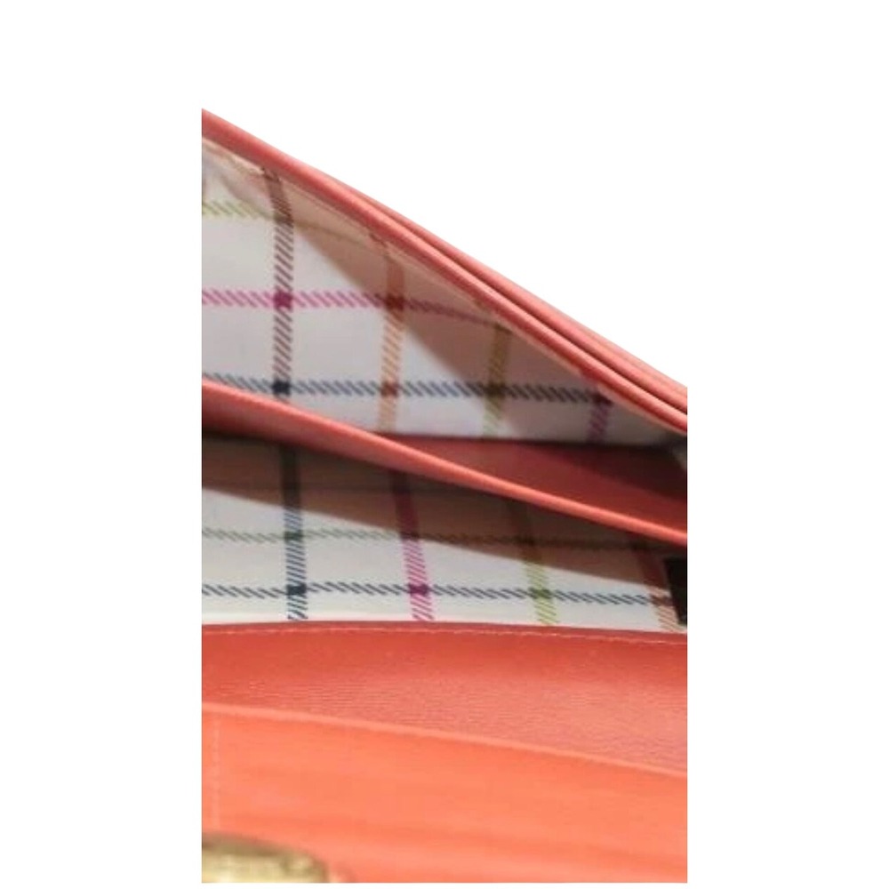 Coach Coral Orange Leather Signature Monogram Stripe Slim Envelope Wallet - Picture 6 of 8